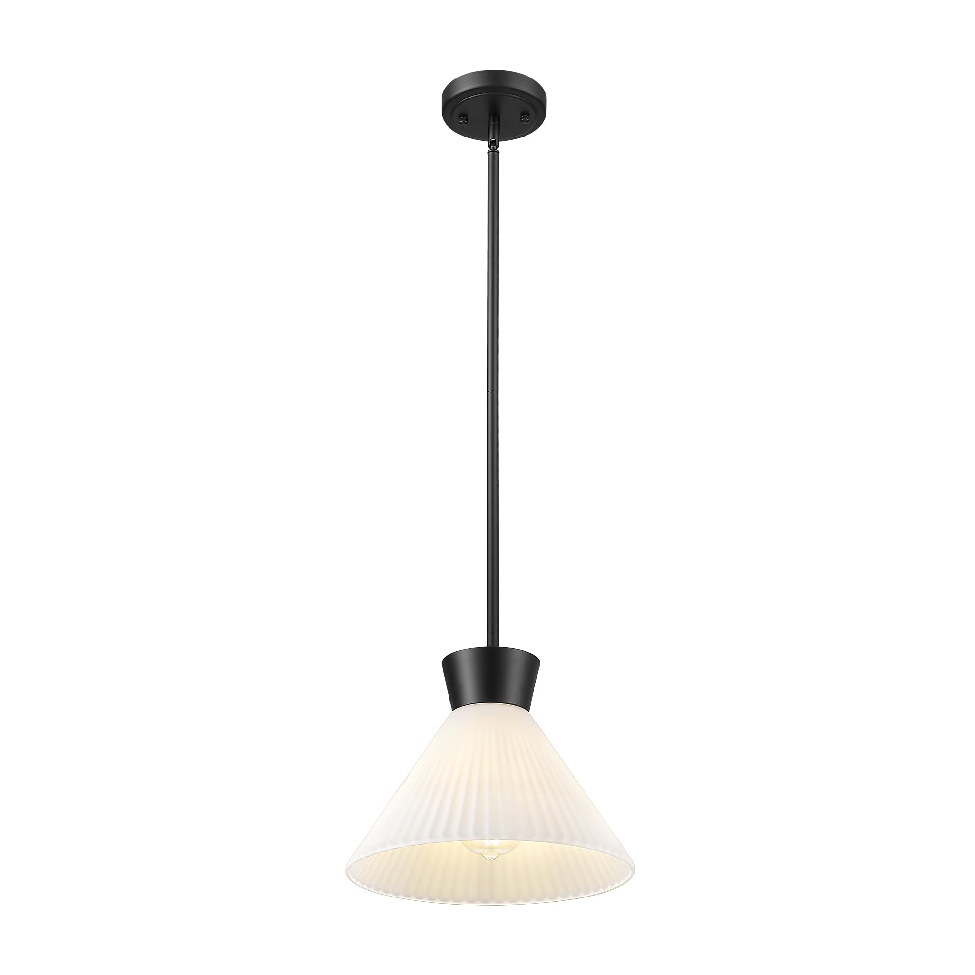 Photo 1 of Pendant Lights Kitchen Island, HWH Milk Glass Pendant Light Black Hanging Light Fixture 1-Light, 11'' White Glass Pendant Lighting Height Adjustable, 5HZG98MIL BK