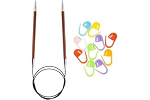 Knitter's Pride Zing Knitting Needles Circular 16 inch Size US 9 (5.5mm) Bundle with 10 Artsiga Crafts Stitch Markers 140072