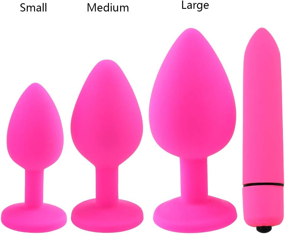 Amal Training Plugs T-Shirt 4 Pcs Kit Anales Trainer for Beginner Silicone Bútt Plugs Amal Plugs Beginner Starter Set Toys Pink by Heatop