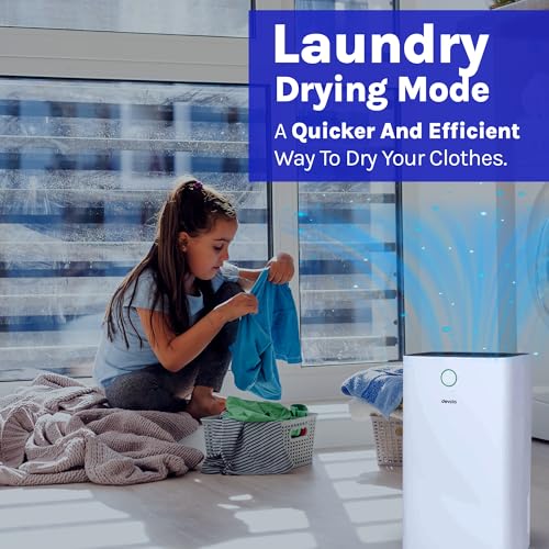 Devola 12L/day Low Energy Dehumidifier, Quiet & Energy Efficient (costs less than 5p per hour) Dehumidifiers for Home, Laundry Drying Dehumidifier, Dust Filter