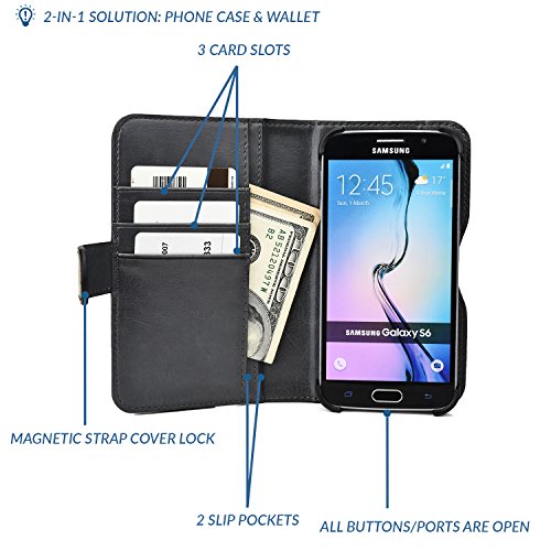 Cooper Cases(TM) Engage C360 Meizu M1 / MX2 / MX3 Smartphone Wallet Case in Black (Rotating Frame for Rear-camera Access; Viewing Stand; 3 Card Slots; 2 Slip Pockets; Magnetic Cover Lock)