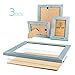 Rustic Wooden Picture Frames - Set of 3 - One 8 x 10 and Two 4 x 6 Photo Frames Made of Solid Natural Wood for Table Top Display and Wall Mounting - Blue Turquoise