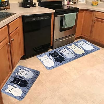 Leebei Kitchen Rugs Floor Mat Kitchen Mats Set Non Slip Washable Indoor Doormats Area Rugs For Kitchen Bedroom Bathroom Carpet 15 7 23 6 Inch 15 7 47 2 Inch Cats New Amazon Sg Home