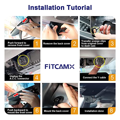 Fitcamx 4K Dual Dash Cam Suitable for 2022-2026 Toyota Tundra & Sequoia 2023-2026 Limited SR SR5 TRD Pro Platinum (Gen3), OEM Look, Front 2160P and Rear 1080P HD Video WiFi, Loop Recording, 128GB Card