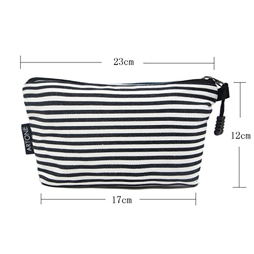 Artone Stripe Pencil Case Stationery Pen Bag Travel Cosmetic Coin Cellphone Pouch Black - Thumbnail 5