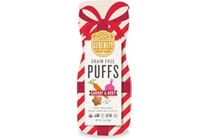 Serenity Kids 6+ Months Grain Free Puffs Toddler & Baby Snack | No Added Sugar, Gluten & Rice Free, Allergen Free | Made with Organic Cassava, Veggies, and Herbs | Holiday Carrot & Beet | 6 Count