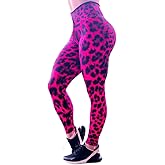 Hupplle Women's High Waisted Leopard Printed Leggings Tummy Control Tights Buttery Soft Workout Yoga Pants