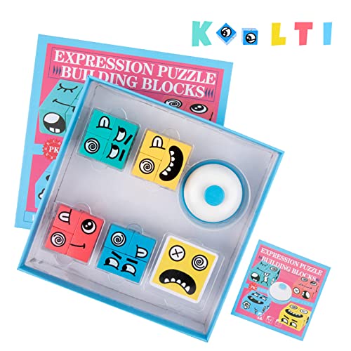 Face Change Rubiks Cube Game,Puzzle Building Cubes Game,Wooden Magic Cube Building Blocks with