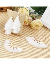 Joerica - Juego de 3 pares de aretes con borla para mujer y niña