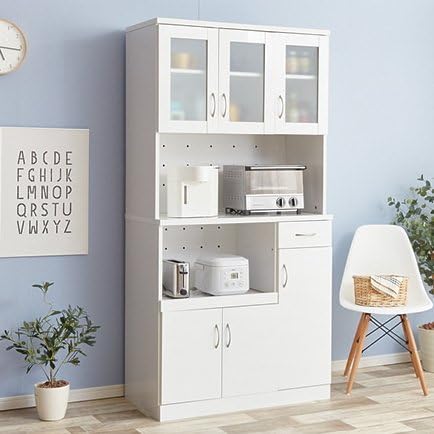 Amazon Co Jp おしゃれな 食器棚 レンジ台 幅90 奥行41 高さ180