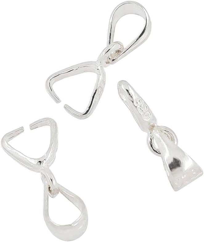 6PC Sterling Silver Ice Pick Pinch Clip Bail Pendant Clasps