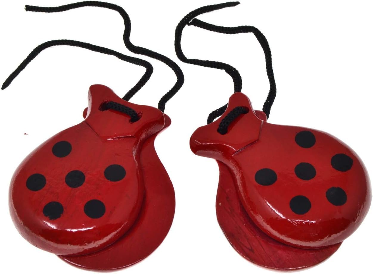 red Adult Castanets 2 Pairs of Castanets Red Castanets Spanish Castanets Polka Dot Color Traditional Spanish Colors Spain Souvenir Gift Hand Percussion