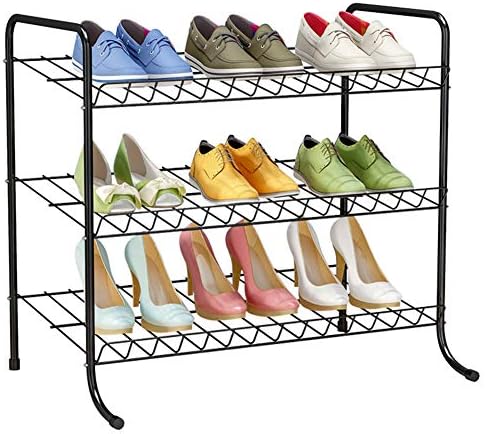 XUEXUE Shoe Rack, Portable Shoe Storage Cabinet Organizer 3-Layer Multi-Shoe Wrought Iron Durable and Stable Space Saving for Heels, Boots, Slippers Closet Bedroom,A