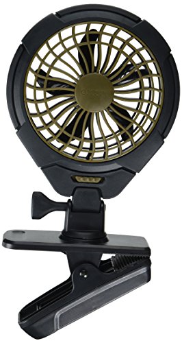 Treva 5 Inch Battery Powered Clip Slim and Portable Cooling Fan with Clamp for Travel, Outdoor,Camping, Car, Office Desk, Baby Stroller - Multi-Directional Rotating and Adjustable Head, Khaki (FC05005)