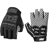 Seibertron Lineman 2.0 Padded Palm Football Receiver 1/2 Finger Fingerless Gloves, Flexible TPR Impact Protection Back of Hand Glove Adult Black XXL