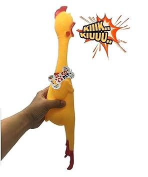 Go Pet? Funny, Squawking, Shrilling, Screaming Chicken Toy (Yellow, Medium, 12