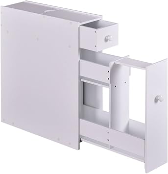 Amazon Com Narrow Wood Floor Bathroom Storage Rolling Cabinet Holder Organizer Bath Toilet Furniture Decor