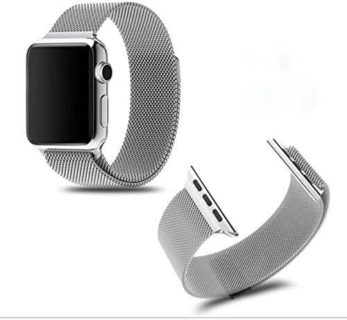 Apple Watch Band, 38mm Milanese Loop Smooth Stainless Steel Strap Fully Magnetic Closure Clasp Metal Strap Wrist Band Replacement Bracelet for iWatch &amp; Sport &amp; Edition Silver (38mm)