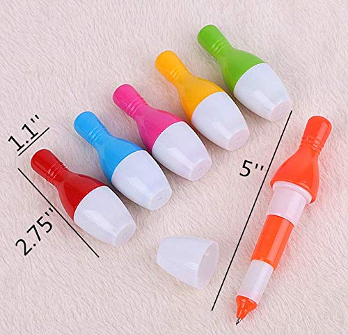 TANG SONG 30 Pcs Bowling Shape Ballpoint Pens Cute Mini Ball Pen Retractable Pen, 0.5 mm Blue Ink(Random Color) - Thumbnail 4