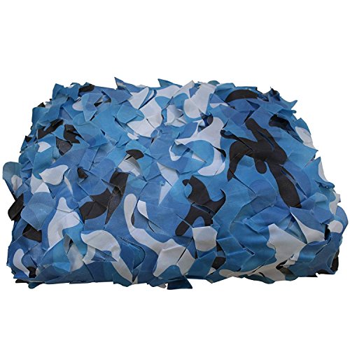 elecfan 10 ft x 10 ft Camo Net White & Blue, Outdoor Camouflage Netting Military, Camping Hunting Shooting Blind Sunscreen Camo Netting Watching Hide Party Decorations