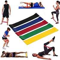 Coedfa Resistance Band Yoga Belt Resistance Exercise Band Set of 5 Resistance Exercise Loop Bands Home Gym Fitness Premium Natural Latex (A)
