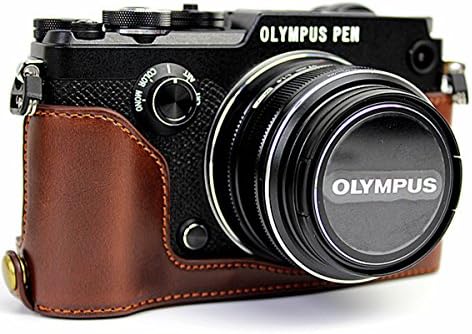 zdMoon PU Leather Half Camera Case Bag Cover for Olympus PEN-F PEN F Bottom Open (Coffee)