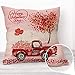 Hexagram Valentines Day Pillow Covers 18 x 18 Inch, Valentines Decoritions Throw Pillow Cover, Red Truck Linen Pillow Cover Cushion Case for Living Room Couch Sofa Valentine's Day Home Decor
