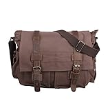 HDE Vintage Canvas Military Tactical Ammo Style Shoulder Messenger Field Bag (Brown)