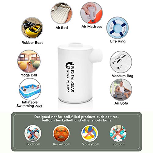 FLEXTAILGEAR Portable Air Pump with 3600mAh Battery USB Rechargeable Lightest Pump with Touch Screen Switch to Quick Inflate Deflate for Inflatables, Air Mattress, Pool Floats, Vacuum Bag (White) - Thumbnail 6