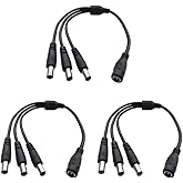 DZYDZR 3pcs 5.5mm x 2.1mm Y Splitter Cable 1 Female to 3 Male Splitter 3 Way DC Power Cable for LED Strip - CCTV Camera - Car