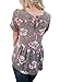 Dearlovers Women Boho Print Short Sleeve Cross Tie Back Blouse Tops Small Size Gray