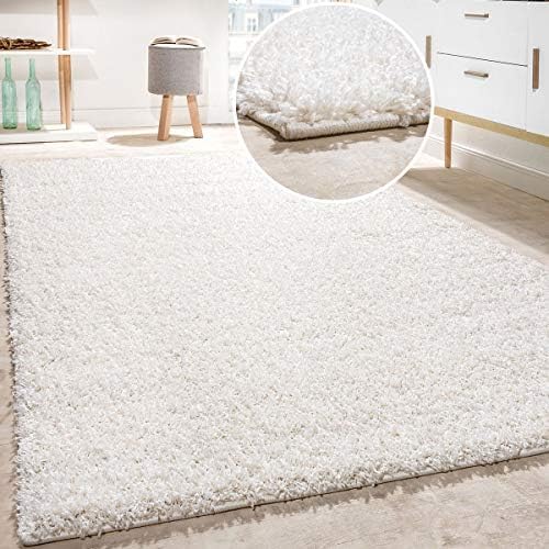 Shag Rug Solid Color Pastel Modern Area Rug for Living Room and Bedroom, Size:6'7" x 9'2", Colour:Cream