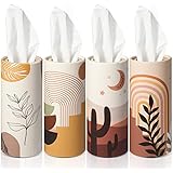 Car Tissue Holder With Face Wipes - 4 Pack - Travel Cloth Tubes For Car Box Container, Perfect Fit For Car Cup Holder, Car Wipes Cylinder (Blue - View #9