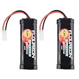 FLOUREON 2Packs 7.2V 3500mAh Flat NiMH High Capacity Battery Pack with Tamiya Connectors for Redcat Volcano EPX RC10 Cars Hornet Revo 3.3 RC Cars RC Truck RC Airplane RC Helicopter RC Boat