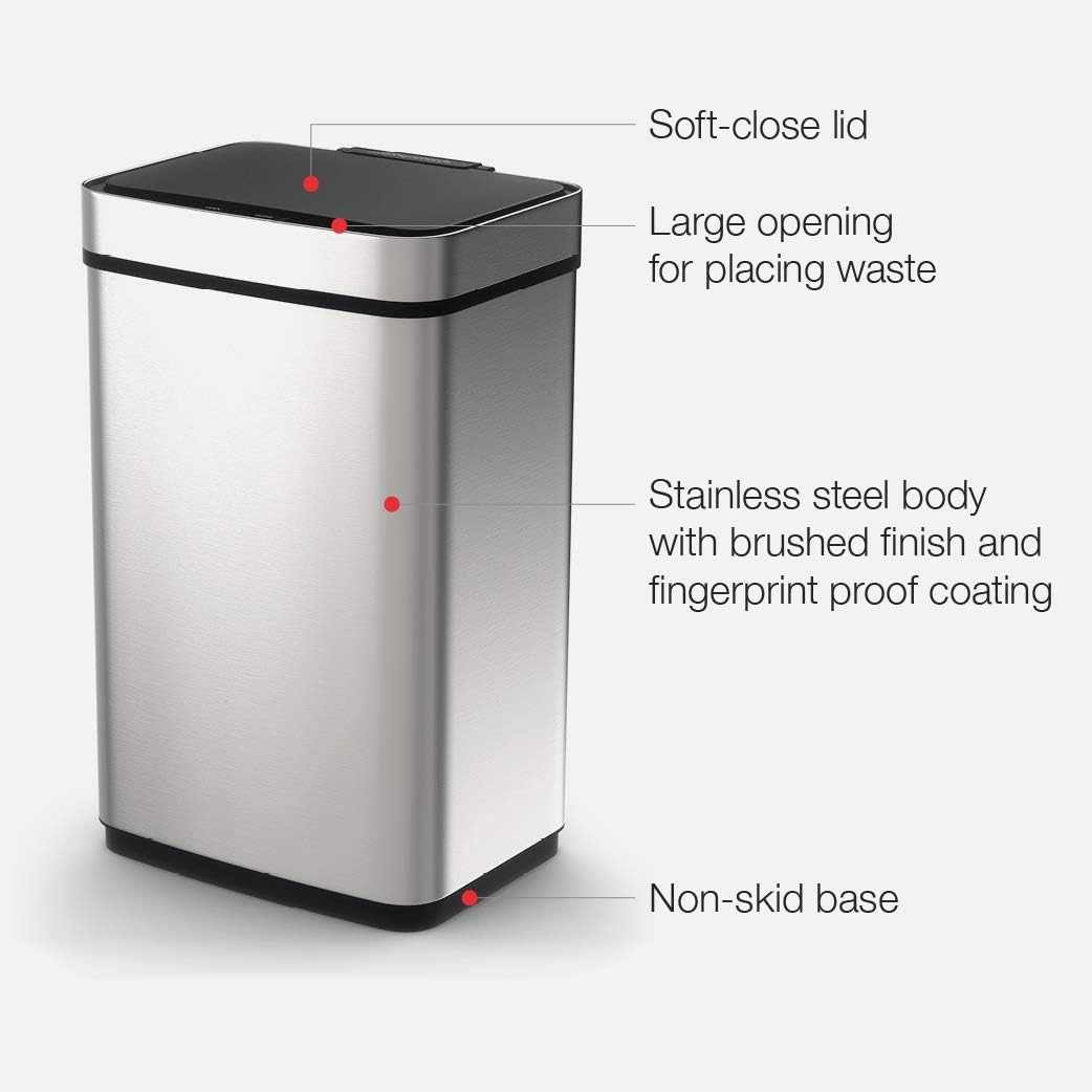 Waste & Recycling Pro Rectangular Sensor Bin with Infrared Technology