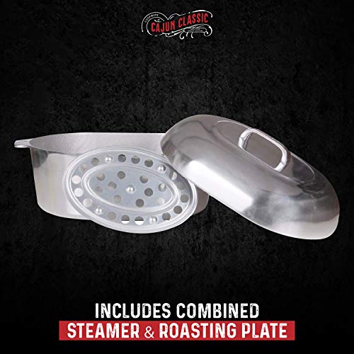 Cajun Cookware Aluminum Roaster Pan with Lid 15inch Roasting Pot