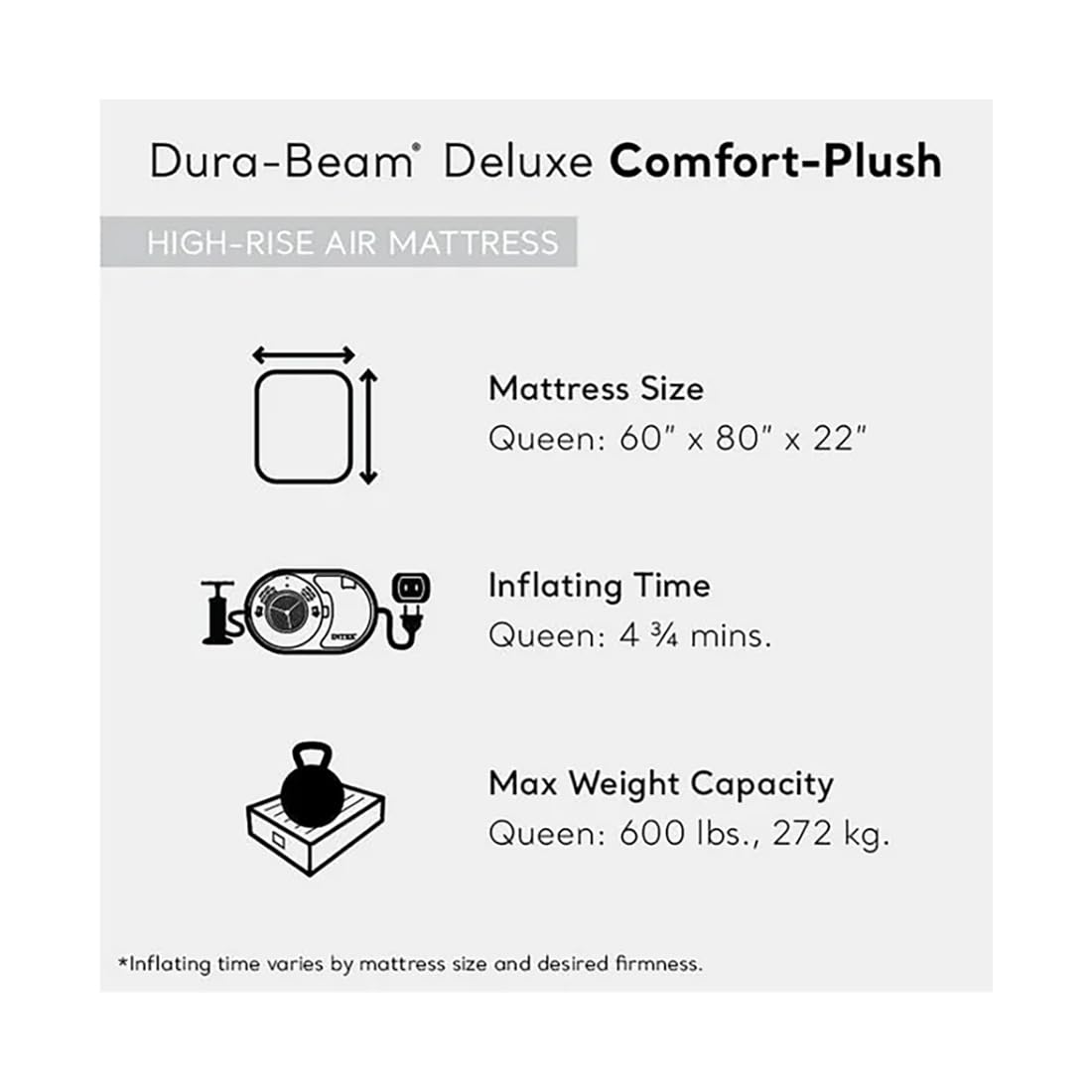 Intex: Dura-Beam Deluxe Comfort-Plush Air Mattress - 22