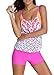 Sidefeel Women New Style Stripes Lined Two Piece Tankini Set XX-Large Rosy