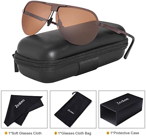 Zealme Polarized Aviator Fashion Anti Glare Pilot Driving Fashion Lightweight Durable Unbreakable Frame Cycling Fishing Bicycle Polaroid Hiking Dark Sunglasses for Men Women (Brown) BM120