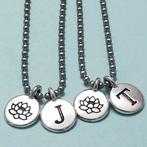 Best friend necklace, lotus flower necklace, flower