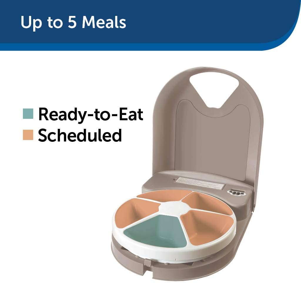Pet Supplies : PetSafe Dog and Cat Food Dispenser, 5 Meal with Digital Clock or 2 Meal Tamper Resistant with Dials Automatic Pet Feeders, Portion Control, Holds Dry Food : Pet Self Feeders : 