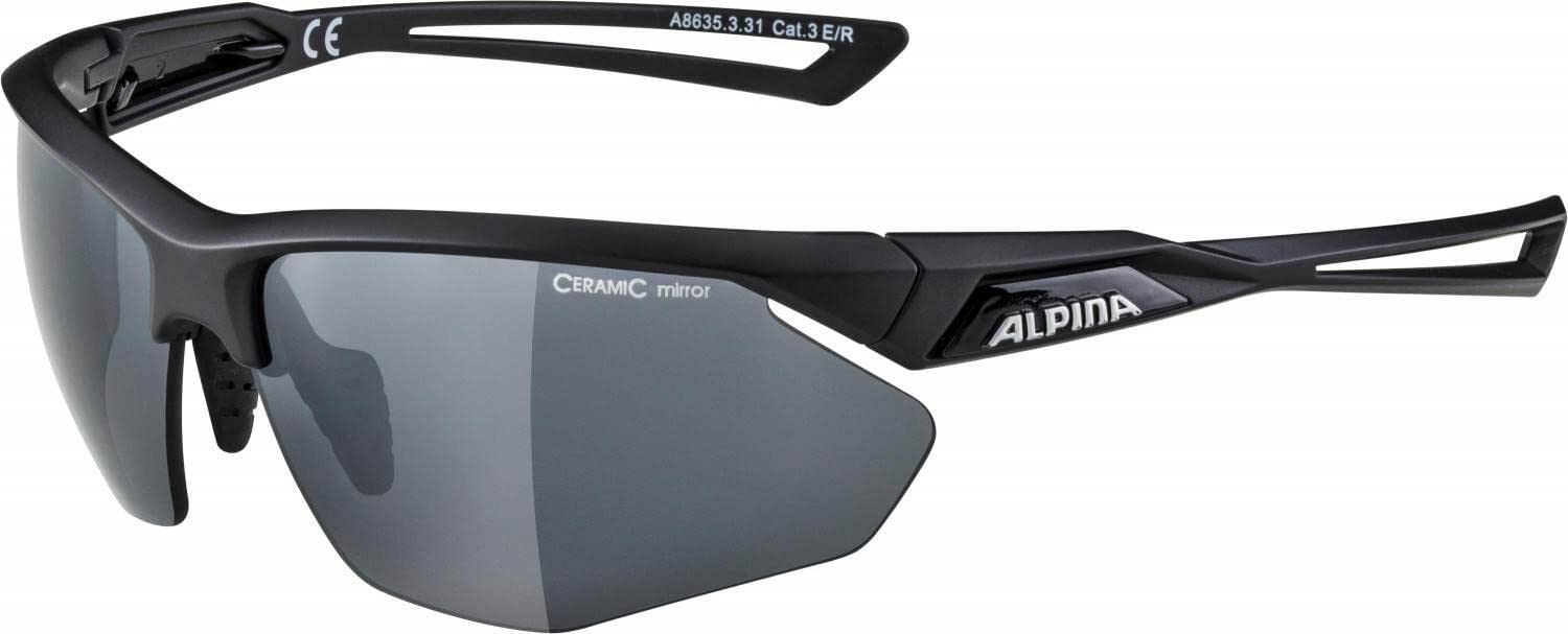 ALPINA Unisex - Adult, NYLOS HR sports glasses, black, One Size