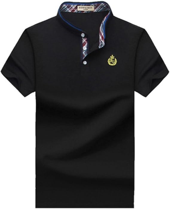 Amazon Habille メンズ ゆったり ポロシャツ チェック 襟 父の日 プレゼント ゴルフ ウェア 半袖 襟なし 大きいサイズ 柔らか おまけ付 6カラー ポロシャツ 通販