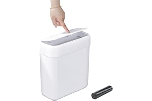 funest Bathroom Small Trash Can with Lid,10L / 2.7 Gallon Slim Garbage Bin Wastebasket with Press Top Lid for Bedroom,Rv,Office,Kitchen,Craft Room