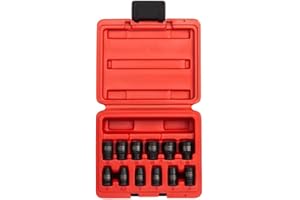 Sunex 1822, 1/4 Inch Drive Magnetic Impact Socket Set, 12-Piece, Metric, 5mm-15mm, Cr-Mo Alloy Steel, Radius Corner Design, D