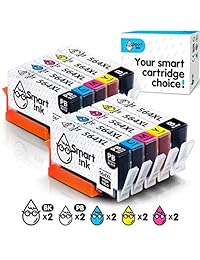 Smart Ink - Cartucho de tinta compatible con HP 564XL 564 XL (2BK PBK C M Y 10 unidades), para Photosmart 7510 7520 7525 C5370 C5380 C5550 C5570 C5580 6520 C6380 D5460 5510 B110a C6350