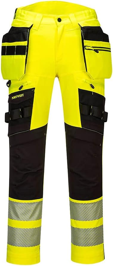 Portwest DX4 Hi-Vis Detachable Holster Pocket Trousers 32 Yellow/Black