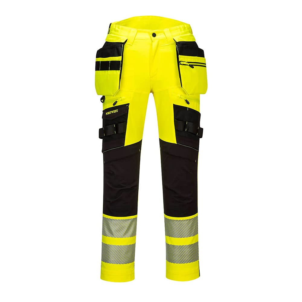 Portwest Men's dx44 Work Trousers, Yellow/Black, 40 UK