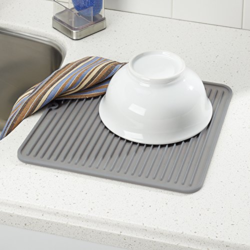 iDesign Lineo Silicone Kitchen Countertop Drying Mat for Pots, Pans