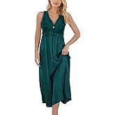 Mist Azur Womens Sexy Lace Long Lingerie Mesh Chemise V Neck Babydoll Nightdress with Thong Nightgown for Women